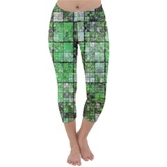 Background Of Green Squares Capri Winter Leggings  by Nexatart