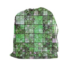 Background Of Green Squares Drawstring Pouches (xxl) by Nexatart