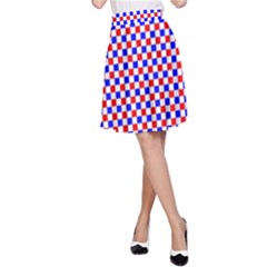 Blue Red Checkered A-line Skirt by Nexatart