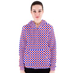 Blue Red Checkered Women s Zipper Hoodie by Nexatart