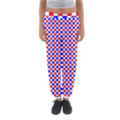 Blue Red Checkered Women s Jogger Sweatpants by Nexatart