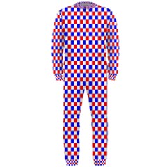 Blue Red Checkered Onepiece Jumpsuit (men)  by Nexatart