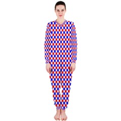 Blue Red Checkered Onepiece Jumpsuit (ladies)  by Nexatart