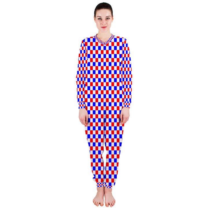 Blue Red Checkered OnePiece Jumpsuit (Ladies) 