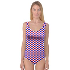 Blue Red Checkered Princess Tank Leotard  by Nexatart