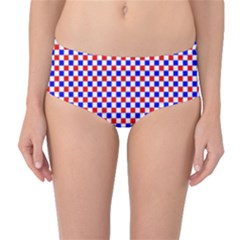 Blue Red Checkered Mid-waist Bikini Bottoms by Nexatart