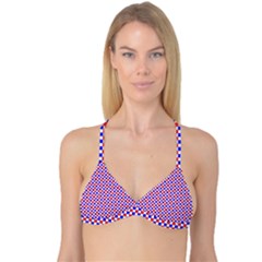 Blue Red Checkered Reversible Tri Bikini Top by Nexatart