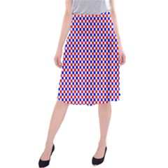 Blue Red Checkered Midi Beach Skirt by Nexatart