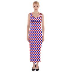 Blue Red Checkered Fitted Maxi Dress by Nexatart