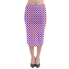 Blue Red Checkered Midi Pencil Skirt by Nexatart