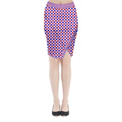 Blue Red Checkered Midi Wrap Pencil Skirt by Nexatart