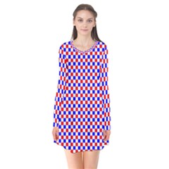 Blue Red Checkered Flare Dress by Nexatart