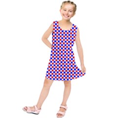 Blue Red Checkered Kids  Tunic Dress by Nexatart