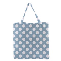 Blue Polkadot Background Grocery Tote Bag