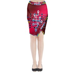 Board Circuits Trace Control Center Midi Wrap Pencil Skirt