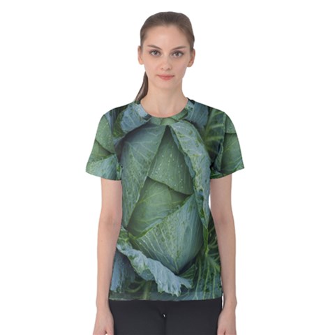 Bright Cabbage Color Dew Flora Women s Cotton Tee by Nexatart