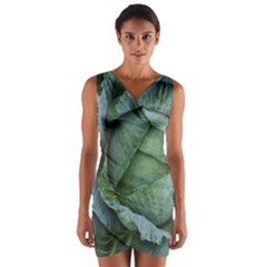 Bright Cabbage Color Dew Flora Wrap Front Bodycon Dress by Nexatart