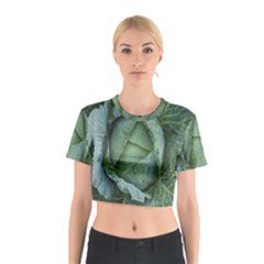 Bright Cabbage Color Dew Flora Cotton Crop Top by Nexatart