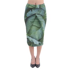 Bright Cabbage Color Dew Flora Midi Pencil Skirt by Nexatart