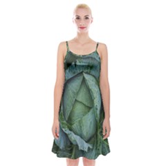 Bright Cabbage Color Dew Flora Spaghetti Strap Velvet Dress by Nexatart