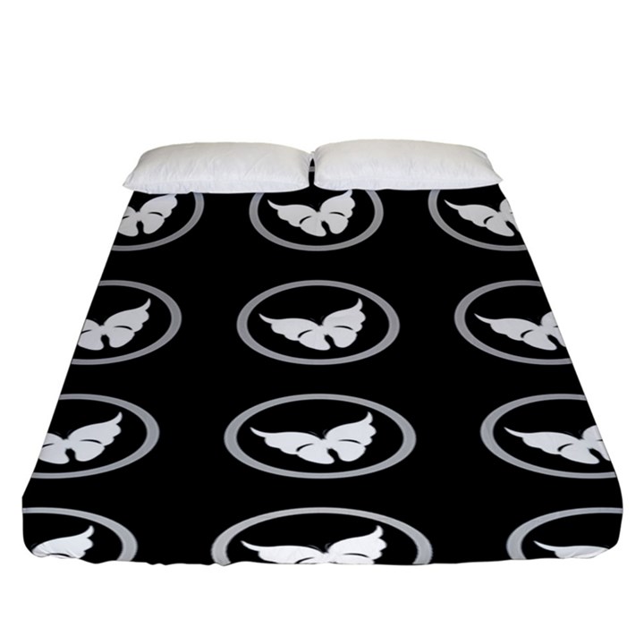 Butterfly Wallpaper Background Fitted Sheet (King Size)