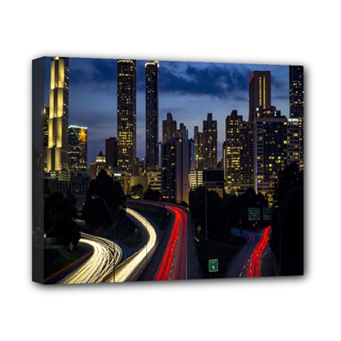 Building And Red And Yellow Light Road Time Lapse Canvas 10  X 8  by Nexatart