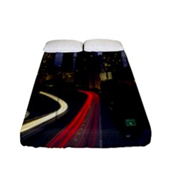 Building And Red And Yellow Light Road Time Lapse Fitted Sheet (full/ Double Size) by Nexatart