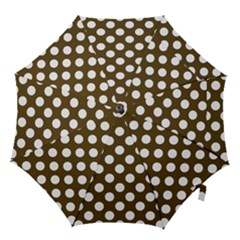 Brown Polkadot Background Hook Handle Umbrellas (small) by Nexatart