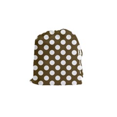 Brown Polkadot Background Drawstring Pouches (small)  by Nexatart