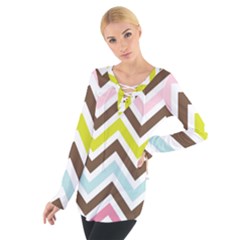 Chevrons Stripes Colors Background Women s Tie Up Tee