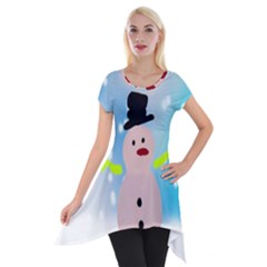 Christmas Snowman Short Sleeve Side Drop Tunic by Nexatart