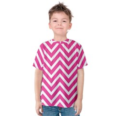 Chevrons Stripes Pink Background Kids  Cotton Tee