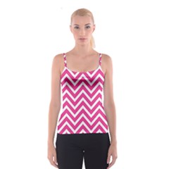 Chevrons Stripes Pink Background Spaghetti Strap Top by Nexatart