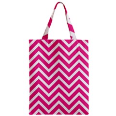 Chevrons Stripes Pink Background Zipper Classic Tote Bag