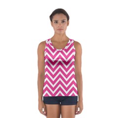 Chevrons Stripes Pink Background Women s Sport Tank Top 