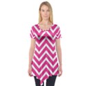 Chevrons Stripes Pink Background Short Sleeve Tunic  View1