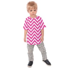 Chevrons Stripes Pink Background Kids  Raglan Tee