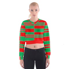 Christmas Colors Red Green Women s Cropped Sweatshirt