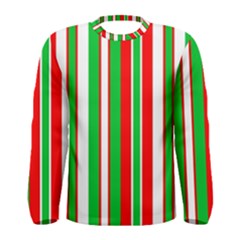 Christmas Holiday Stripes Red Green,white Men s Long Sleeve Tee by Nexatart