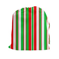 Christmas Holiday Stripes Red Green,white Drawstring Pouches (xxl)