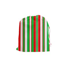 Christmas Holiday Stripes Red Green,white Drawstring Pouches (medium)  by Nexatart