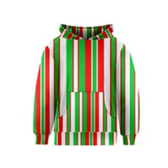 Christmas Holiday Stripes Red Green,white Kids  Pullover Hoodie by Nexatart