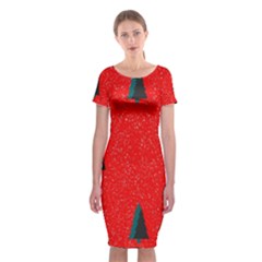 Christmas Time Fir Trees Classic Short Sleeve Midi Dress by Nexatart