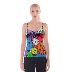 Colorful Toothed Wheels Spaghetti Strap Top by Nexatart