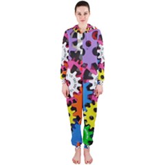 Colorful Toothed Wheels Hooded Jumpsuit (ladies)  by Nexatart