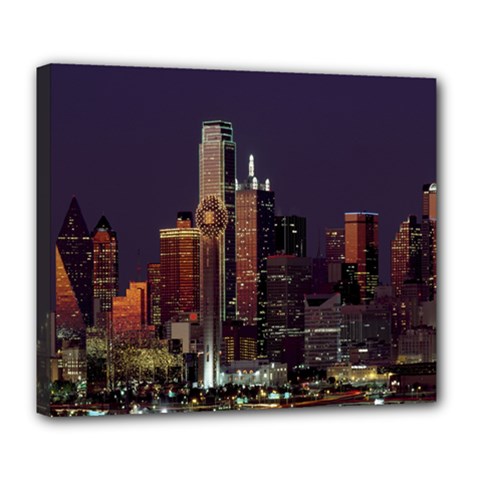 Dallas Texas Skyline Dusk Deluxe Canvas 24  X 20   by Nexatart