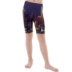 Dallas Texas Skyline Dusk Kids  Mid Length Swim Shorts by Nexatart