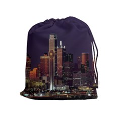 Dallas Texas Skyline Dusk Drawstring Pouches (extra Large) by Nexatart