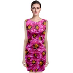 Dahlia Flowers Pink Garden Plant Sleeveless Velvet Midi Dress by Nexatart