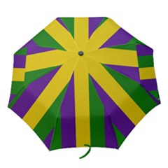 Mardi Gras Striped Pattern Folding Umbrellas by dflcprints